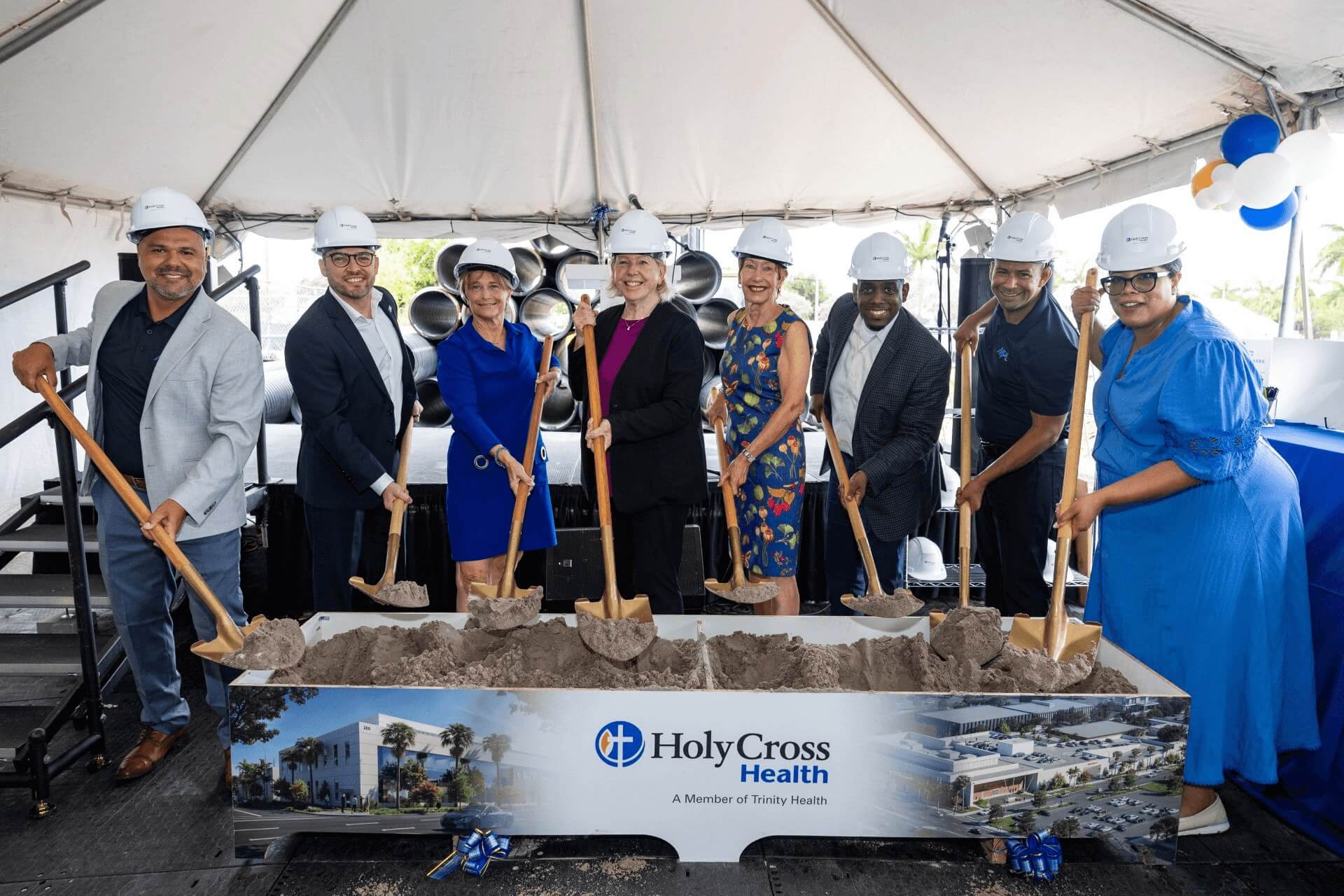 ceremonial shovel box during the groundbreaking ceremony.