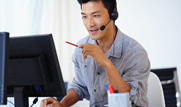 man talking on headset